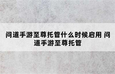 问道手游至尊托管什么时候启用 问道手游至尊托管